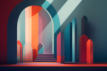 Geometrical multicolored background, minimalist coloured background | Ai generated