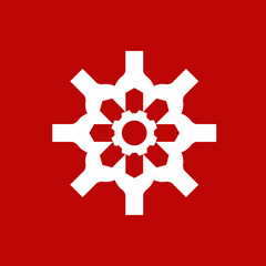 Unique cross logo design with wrench and gear. Unique concept logo.