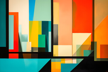 Geometrical multicolored background, minimalist coloured background | Ai generated