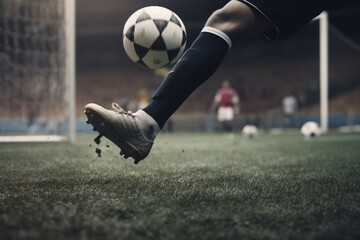 soccer player kicking ball