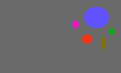 Painting of colorful circles on a gray background