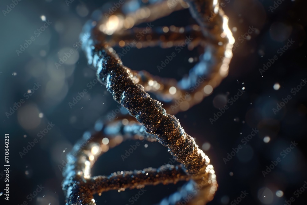 Poster a close up view of a double strand of dna. this image can be used for scientific research, genetic s