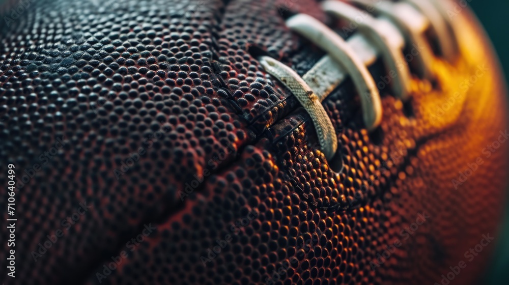 Poster a close up view of a football on a table. perfect for sports-related designs and projects