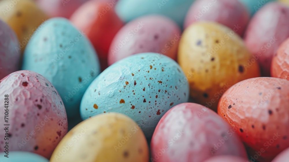 Aufkleber a close-up view of a bunch of colored eggs. perfect for easter or spring-themed projects