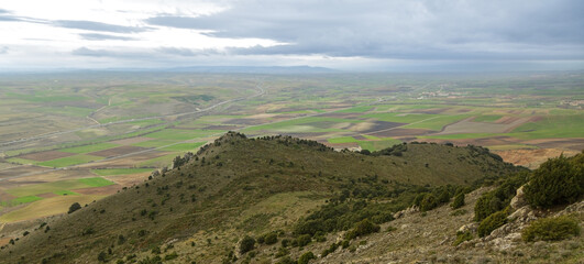 Naklejka premium Rocks for climbing and Pancorbo viewpoint. Area of mountains and plateau of Burgos