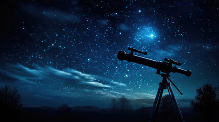 Stunning view of the starry sky with a telescope - obrazy, fototapety, plakaty