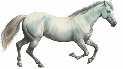 Obraz na płótnie Canvas Illustration of a pale minty grey horse from Revelation