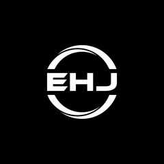 EHJ letter logo design with black background in illustrator, cube logo, vector logo, modern alphabet font overlap style. calligraphy designs for logo, Poster, Invitation, etc.