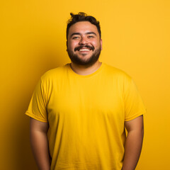 Fototapeta premium Plus size man on yellow background.