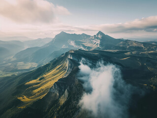Aerial view of the Matterhorn mountain, Switzerland. 3D Rendering