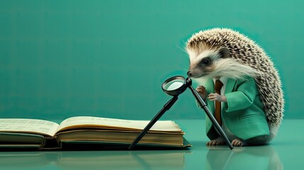 Curious Hedgehog with Magnifying Glass Generative AI	