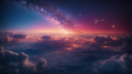 Naklejka premium space night sky with cloud and star, abstract background. High quality photo
