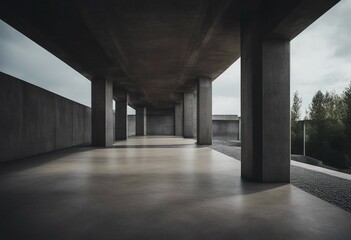 Dark and dim concrete shelter