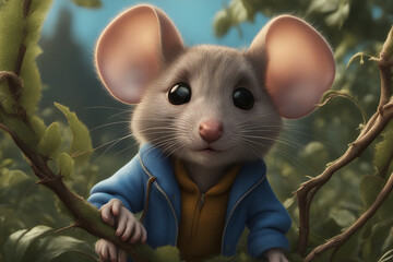 3D illustration of Illustrate an image of a timid little mouse