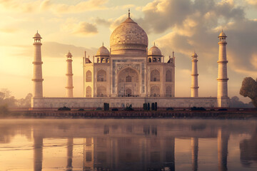 Fototapeta na wymiar Taj Mahal: Zeitlose Eleganz in marmorierter Pracht