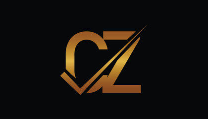 CZ Letter Logo Design Template Vector. Creative initials letter CZ logo concept. - obrazy, fototapety, plakaty