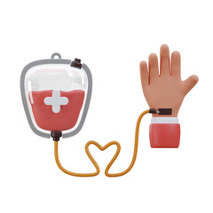 3D Blood Transfusion Model Life-Giving Transfers. 3d illustration, 3d element, 3d rendering. 3d visualization isolated on a transparent background