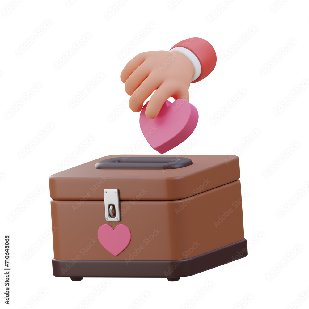 Aufkleber 3d charity model supporting causes. 3d illustration, 3d element, 3d rendering. 3d visualization isol