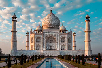 Naklejka premium Taj Mahal: Zeitlose Eleganz in marmorierter Pracht