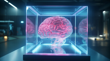 human brain in a glass container
