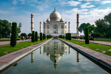 Obraz premium Taj Mahal: Zeitlose Eleganz in marmorierter Pracht