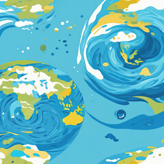 Obraz premium Illustration of the planet earth on a blue background. Vector illustration