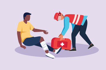 First aid, emergency concept. Colored flat vector illustration isolated.