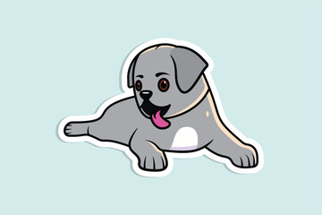 Cute Dog Sitting Cartoon Character Sticker vector illustration. Animal nature icon concept. Adorable dog sticker style vector design with shadow.
