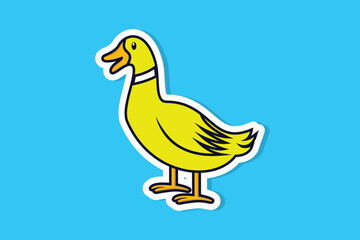 Duck vector sticker design illustration. Animal nature icon concept. colorful duck sticker design logo.
