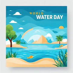 Fototapeta na wymiar World Water Day banner, poster or flyer template. Vector illustration.