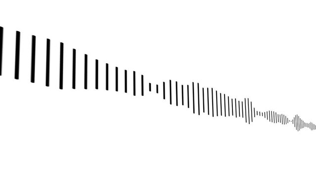 3D angle sound wave in motion. Pattern of equalizer with frequency pulse effect. Thin amplifier on white background