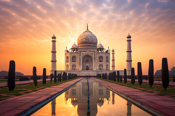 Taj Mahal: Zeitlose Eleganz in marmorierter Pracht - obrazy, fototapety, plakaty