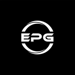 EPG letter logo design with black background in illustrator, cube logo, vector logo, modern alphabet font overlap style. calligraphy designs for logo, Poster, Invitation, etc.