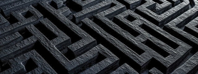 maze with a dark, textured surface, creating a sense of complexity and challenge.