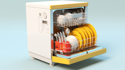 cartoon dish washer machine isolated on bluebackground vector 