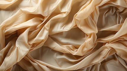 Soft peach creamy  fabric folds texture. Abstract background. Peach Fuzz 2024 color. Fashion design. Concept: Delicate color of the year for design and cover. AI Generate