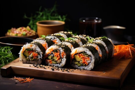 kimbap, korean stuffed rolls, traditional asian food