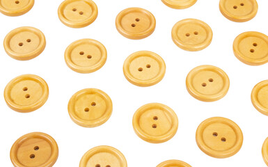 Obraz premium Wooden round buttons on a white background