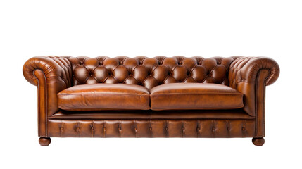 front view of a Chesterfield sofa isolated on a white background 