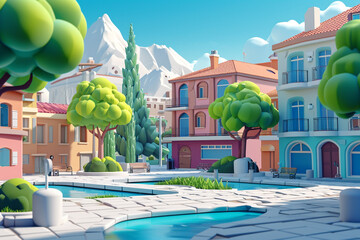 Game background 3d stylish architecture illustration