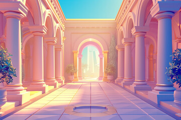 Fototapeta premium Game background 3d stylish architecture illustration