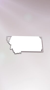 Mobile Vertical Resolution 1080x1920 Pixels, Montana State (USA) 3D Map Intro on White Background, Multi Purpose Background Useful for Politics, Elections, Travel, News and Sports Events
