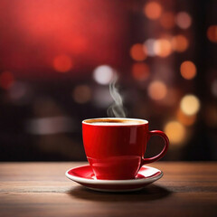 Fototapeta premium a cup of latte coffee on the wooden table