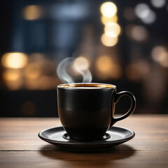 Fototapeta premium a cup of latte coffee on the wooden table