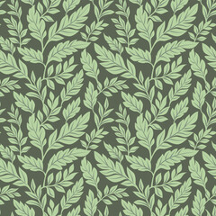Fototapeta premium Seamless pattern with leaves. Vector botanical background