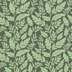 Seamless pattern with leaves. Vector botanical background