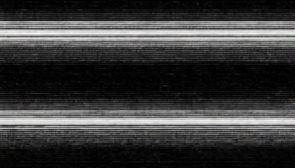 seamless black and white retro vhs scanlines or tv signal static noise pattern tileable vintage grunge analog television screen or video game pixel glitch damage dystopiacore background texture  - obrazy, fototapety, plakaty