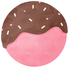 Chocolate strawberry topped with chocolate and rainbow toppings watercolor clip art