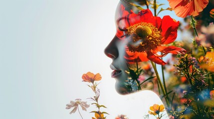 devotion captured in a stunning double exposure design within the graceful silhouette of a female head.
