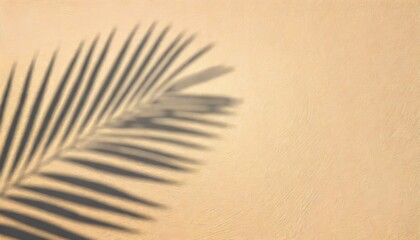top view of tropical palm leaf shadow on sand color background minimal summer concept flat lay illustration